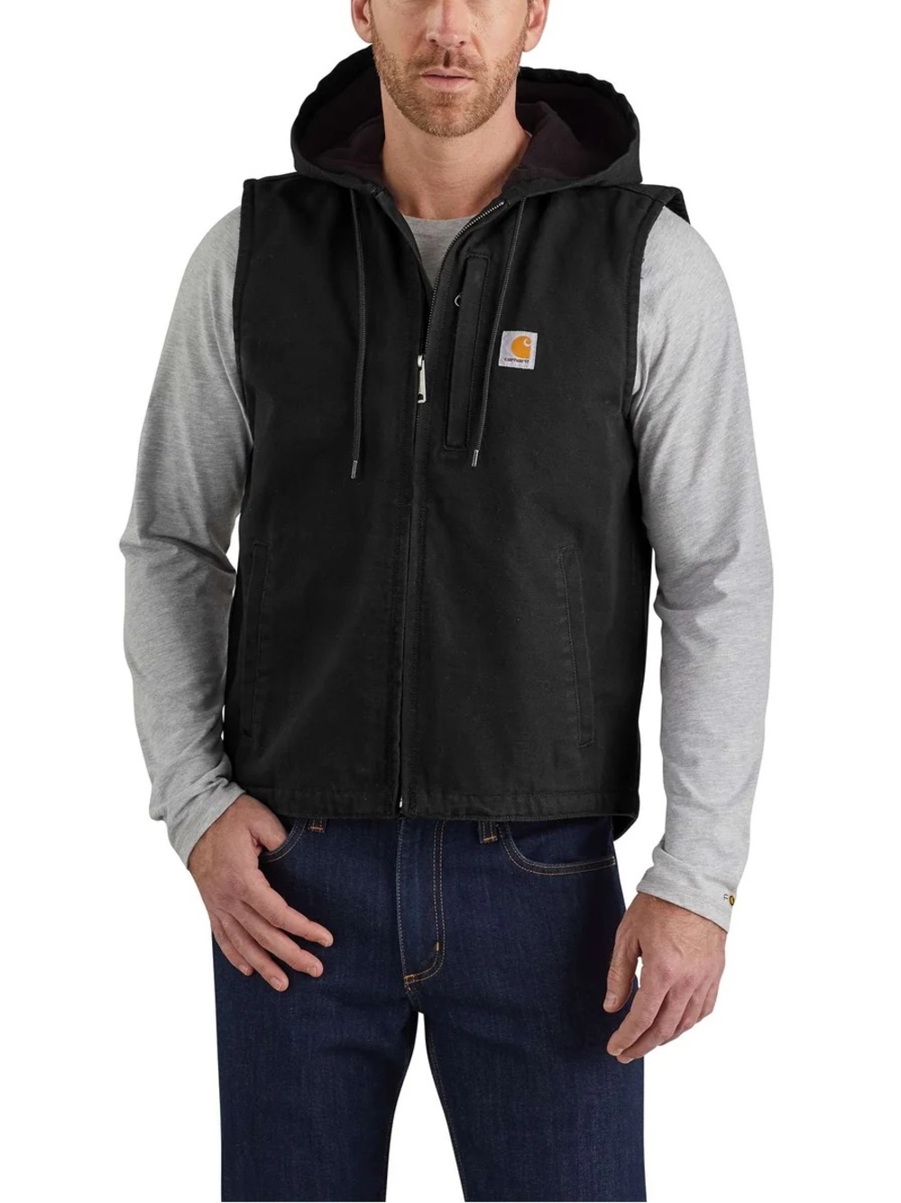 CARHART RELAXED FIT WASHED DUCK FLEECE-LINED HOODED VEST SIZE M